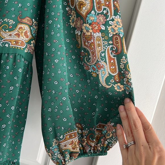 MAX STUDIO NWT Paisley Pattern Chiffon Tunic Dress in Green size medium - Picture 7 of 9
